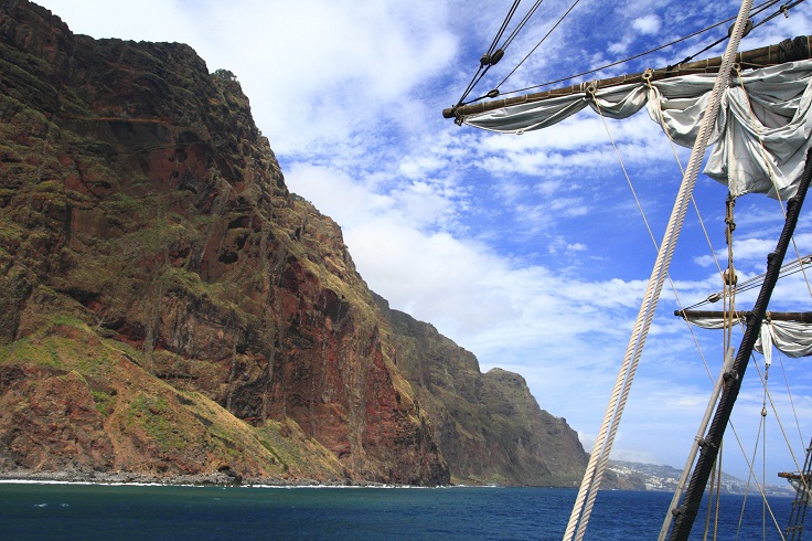 Madeira Island - View from the caravel (ship) over the hillside